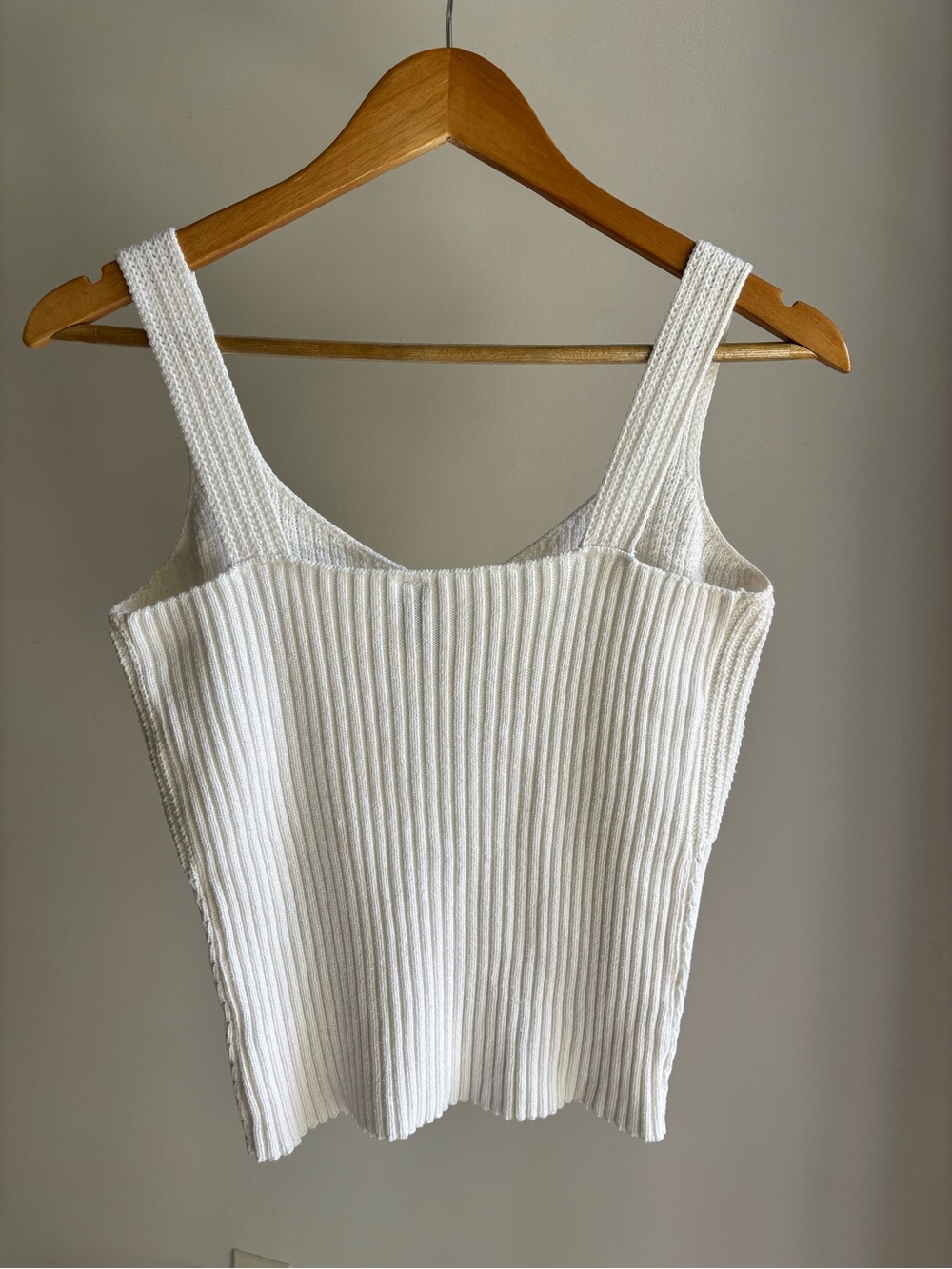 White Ribbed Knit Tank Top - Picture 3 of 7